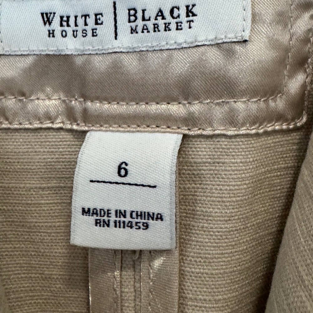 White House Black Market Short Sleeve Blazer Jacket Tan Button Front Size 6 - Picture 3 of 8